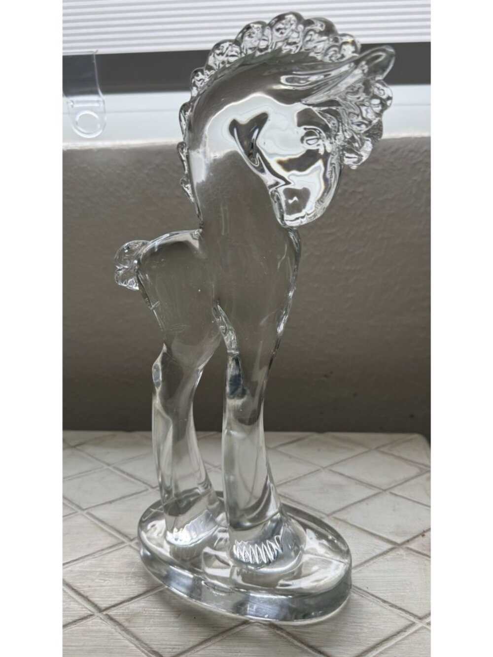 Vintage 1980s Mosser Clear Glass Pony Trojan Horse Retired Equestrian Table Top
